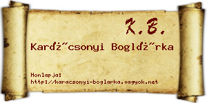 Karácsonyi Boglárka névjegykártya
