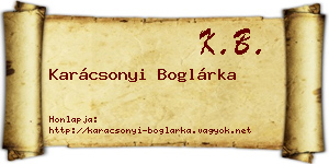Karácsonyi Boglárka névjegykártya